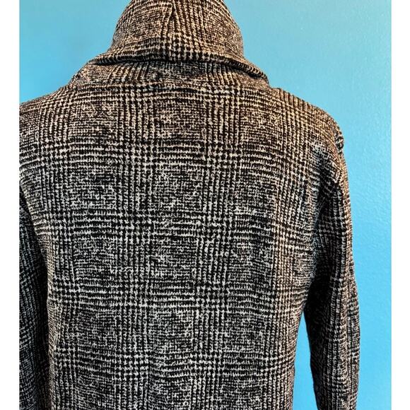 J.Crew Mercantile Pullover Funnel Neck Sweater Black White Plaid SOFT! SMALL - Picture 5 of 6